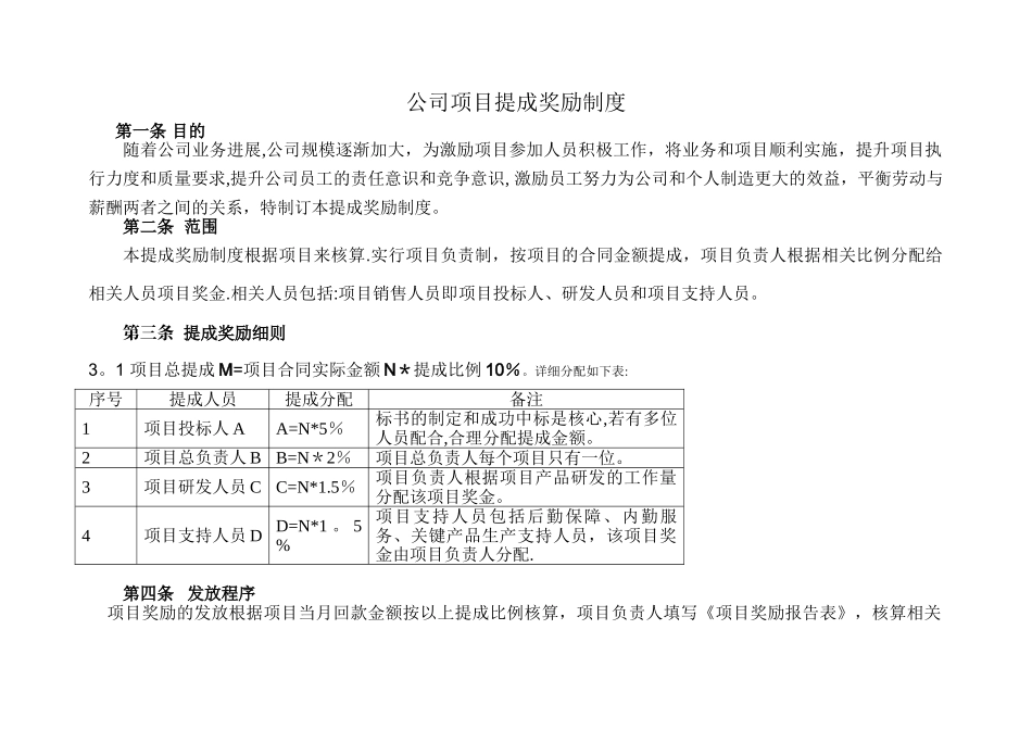 公司项目提成奖励制度_第1页