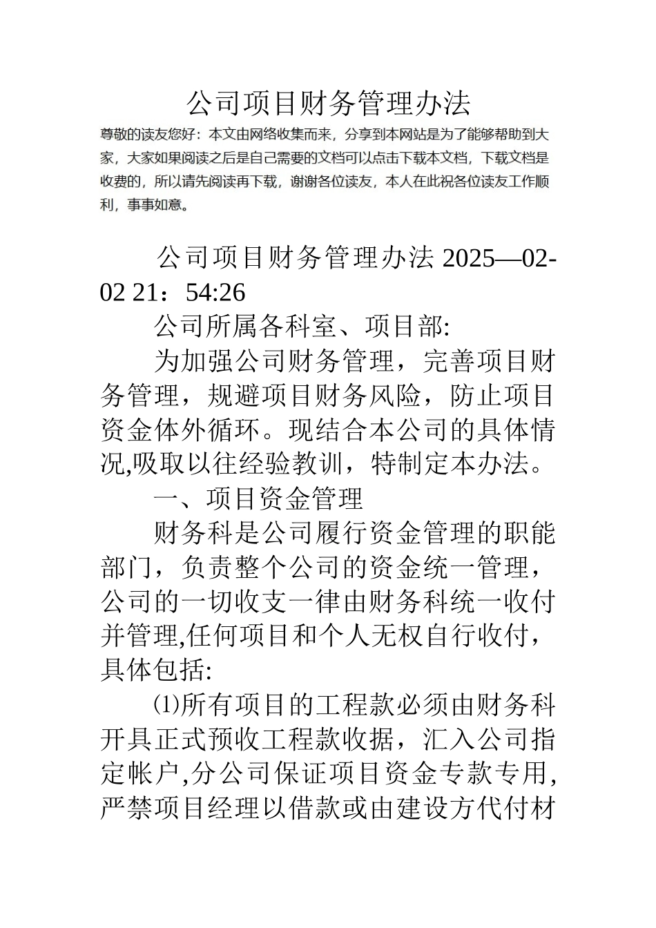 公司项目财务管理办法_第1页