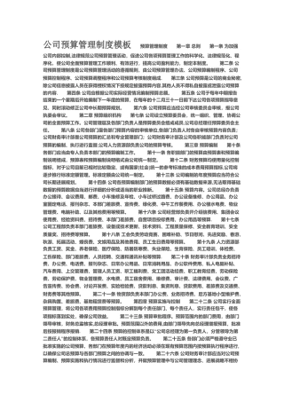 公司预算管理制度模板