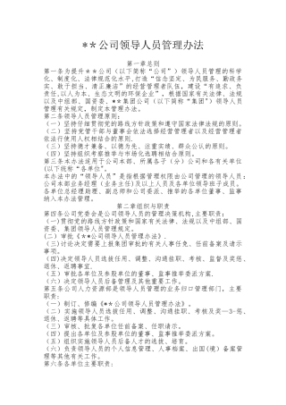 公司领导人员管理办法