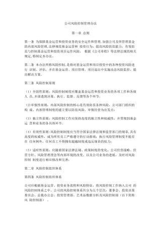 公司风险控制管理制度范例