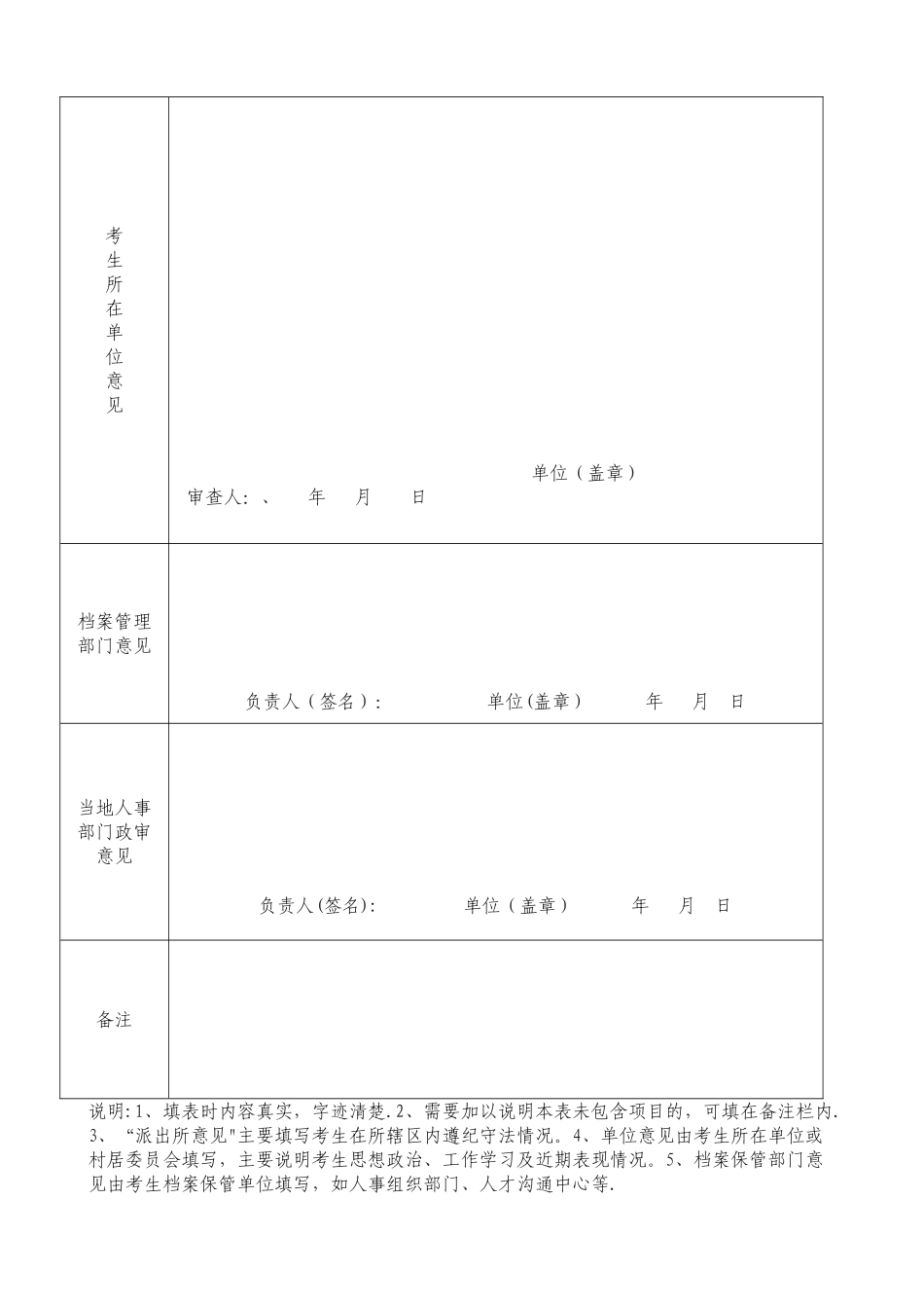 公开招聘事业单位工作人员政审表_第2页
