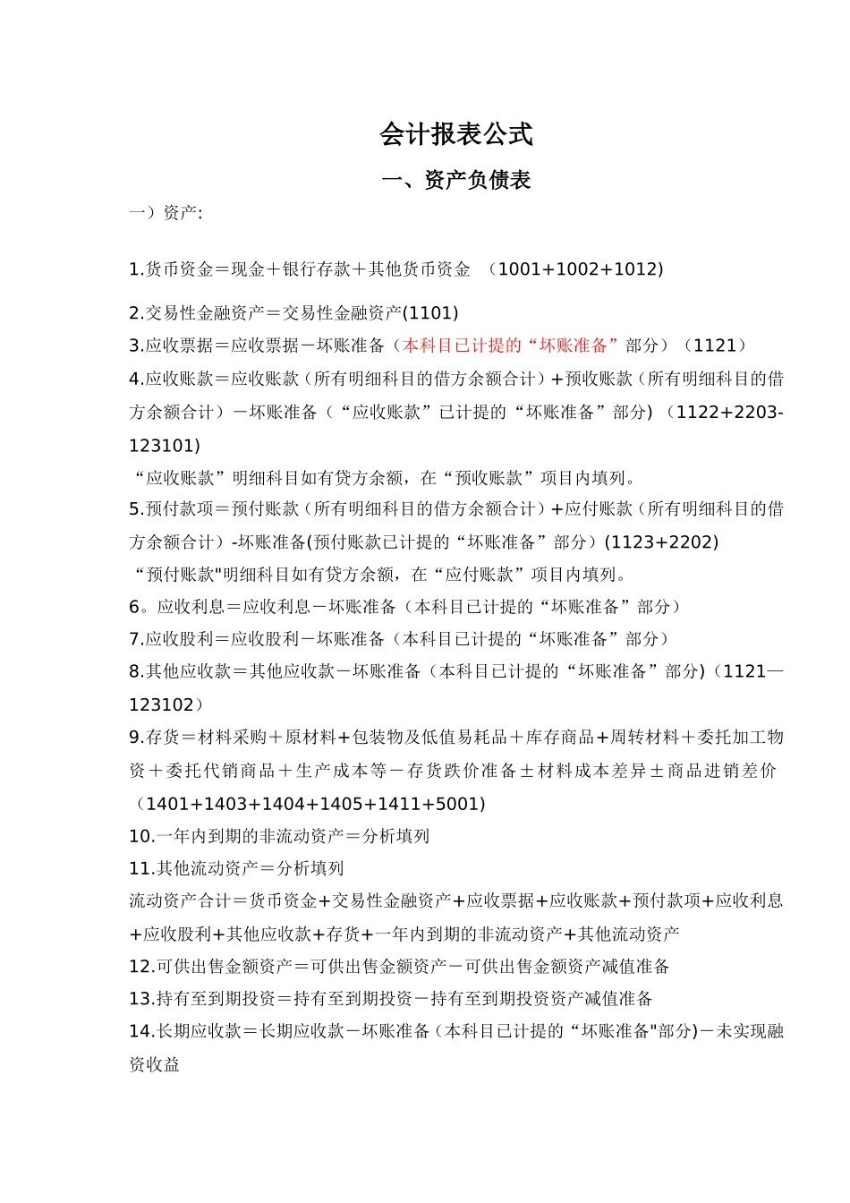 公式-资产负债表和利润表_第1页