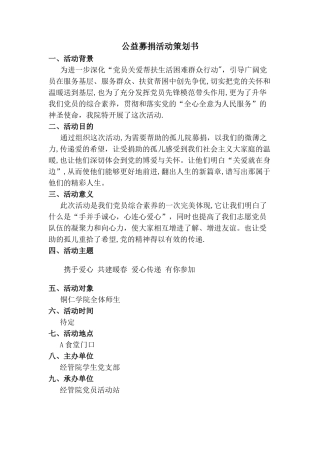 公益募捐活动策划书