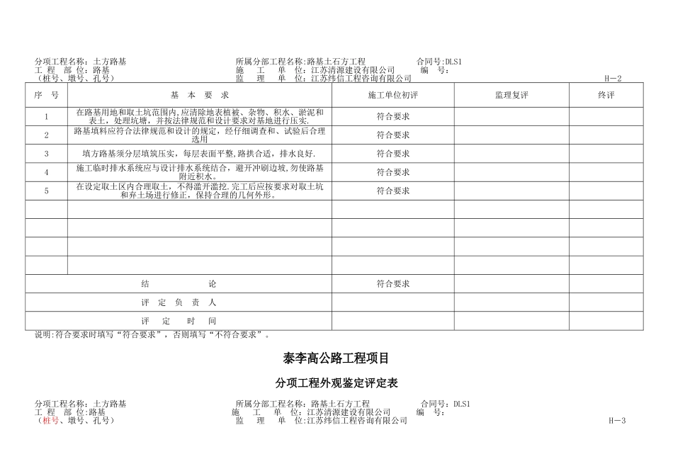 公路工程土方路基质量验收评定表_第3页