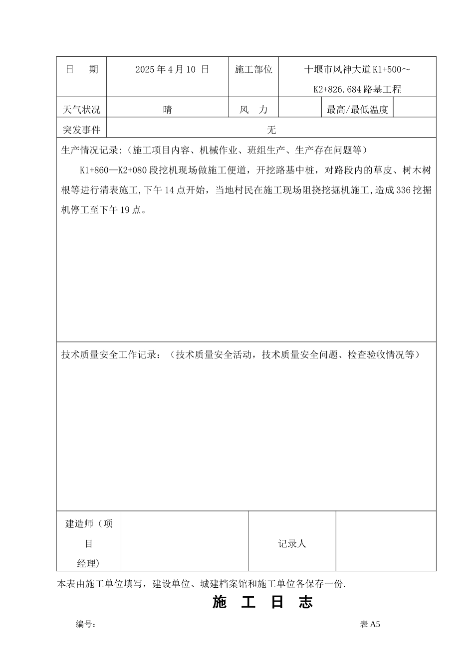 公路工程施工日志范本68781_第2页