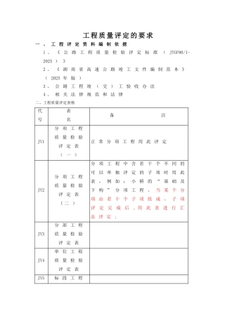 公路工程质量评定标准说明