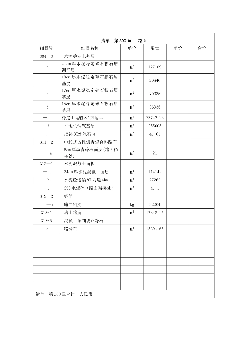 公路工程量清单范本_第3页