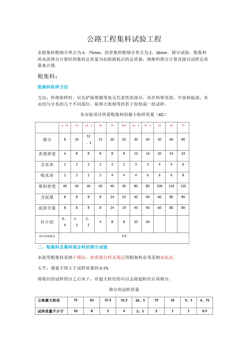 公路工程集料试验工程_第1页