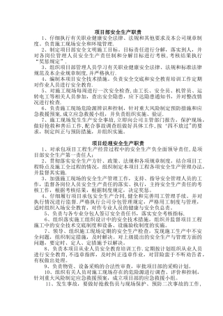 公路工程项目部安全生产职责