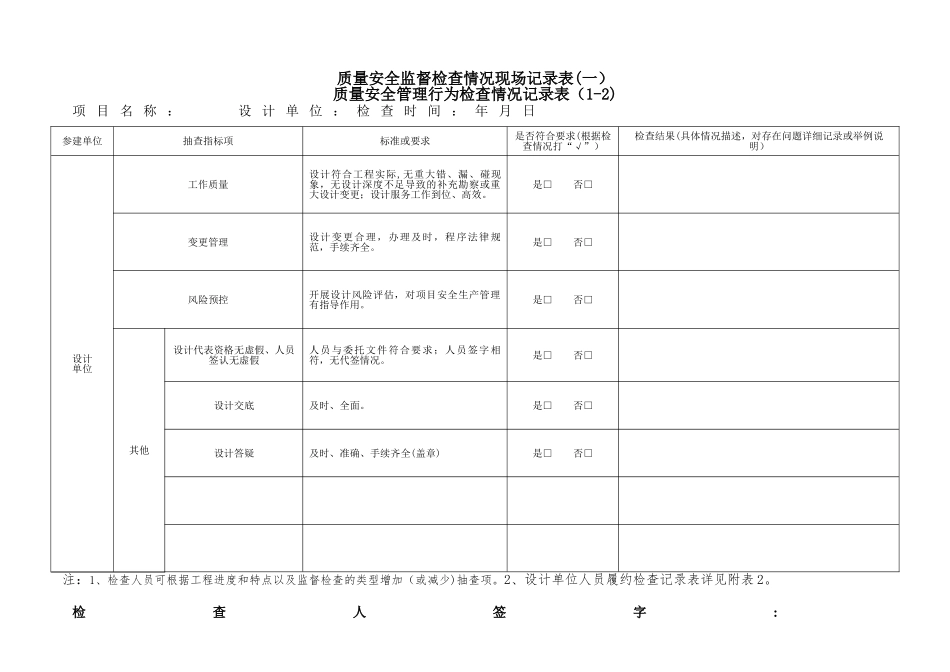 公路水运工程项目质量安全管理行为检查记录表_第3页