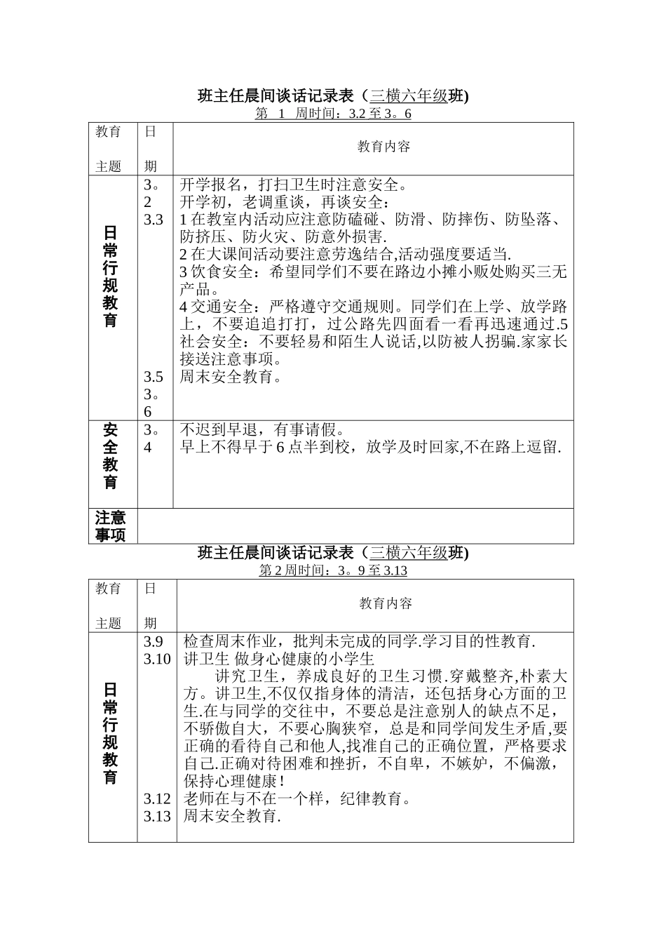 六下晨谈记录表_第1页