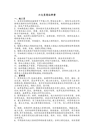 六大岗位员职责