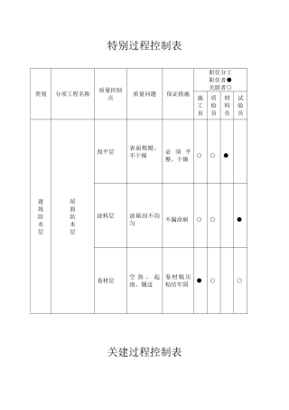 关键、特殊过程表格
