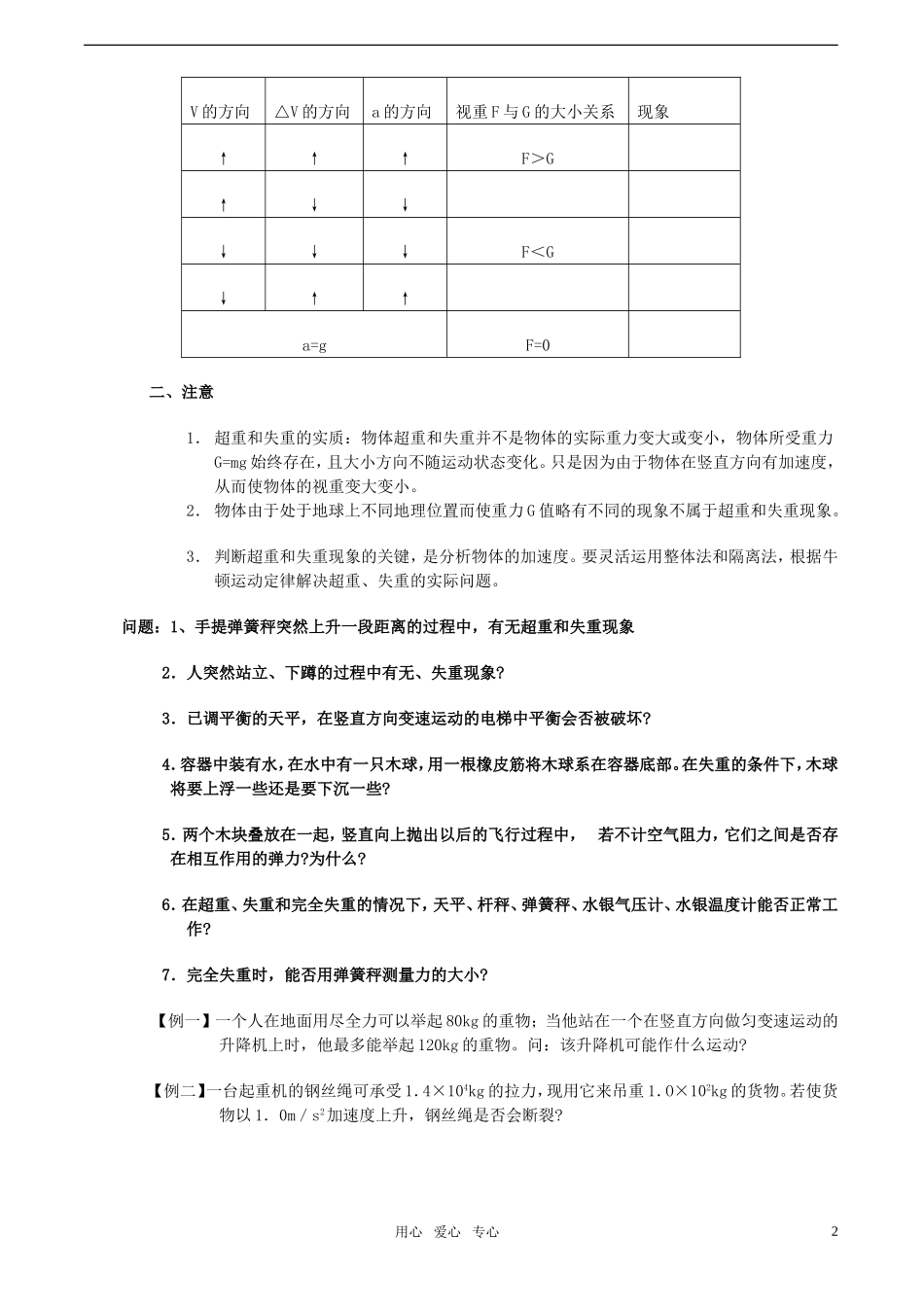 高中物理 3.7《超重与失重》学案 教科版必修1_第2页