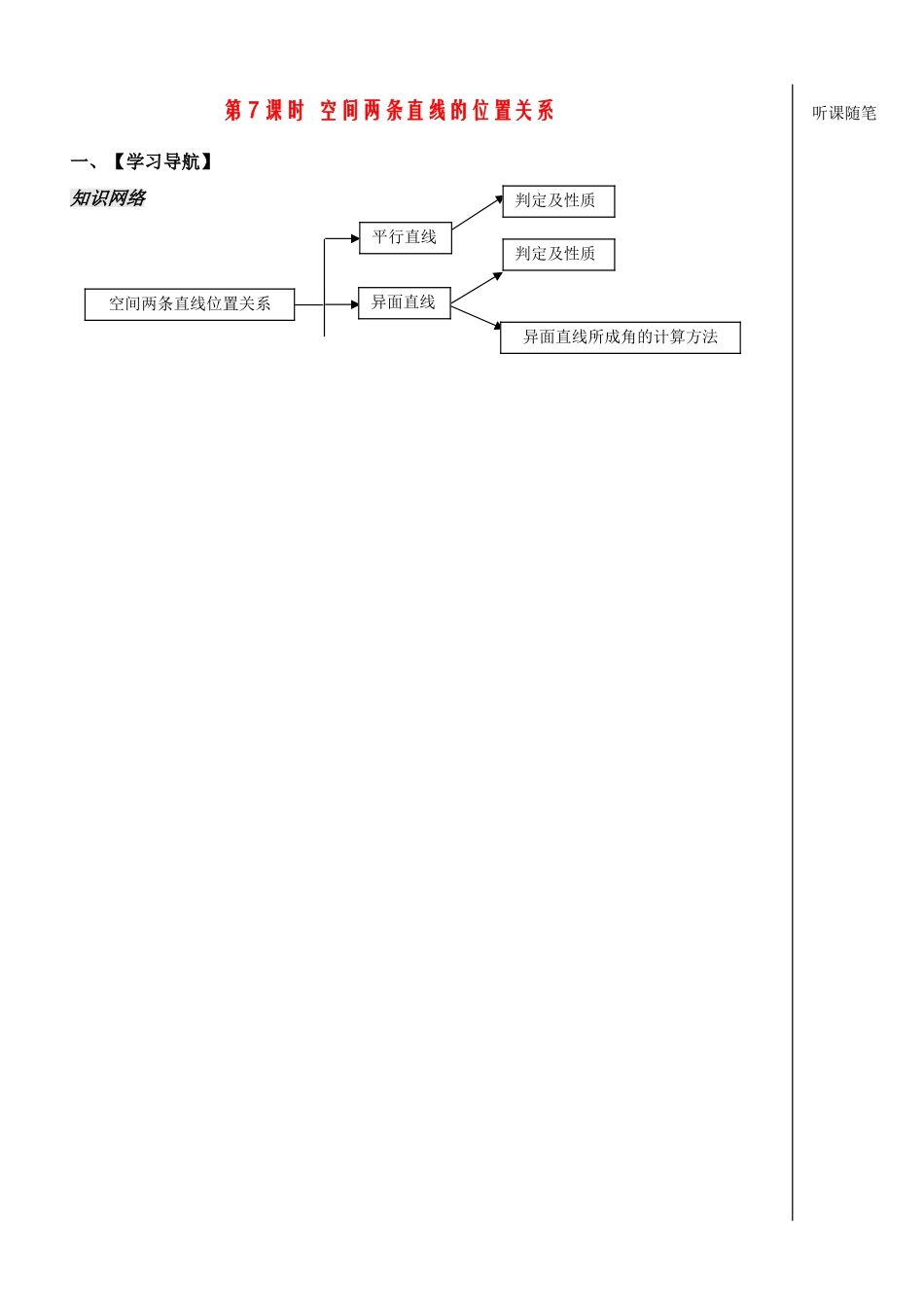 高中数学：《立体几何第7课时》学案（苏教版必修2）_第1页