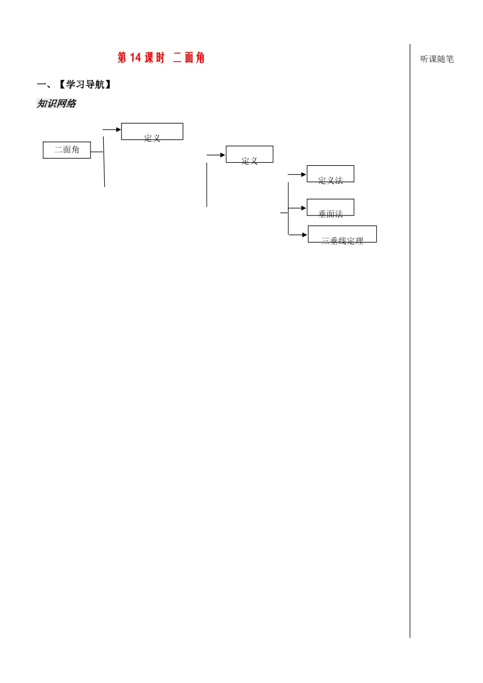 高中数学：《立体几何第14课时》学案（苏教版必修2）_第1页