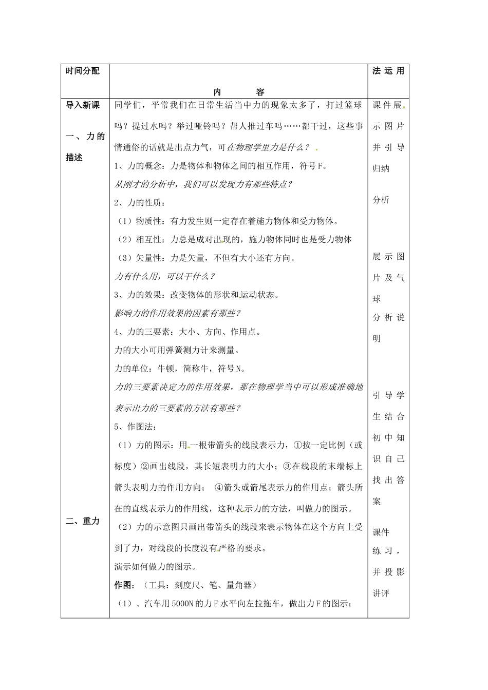 高中物理 2.2 重力（教案）1教科版必修1_第2页