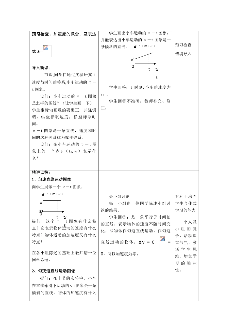 高中物理 2.2《匀变速直线运动的速度与时间的关系》教案12 新人教版必修1_第2页