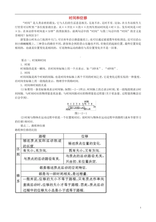 高中物理 1.2《时间和位移》导学案1 新人教版必修1-新人教版高一必修1物理学案