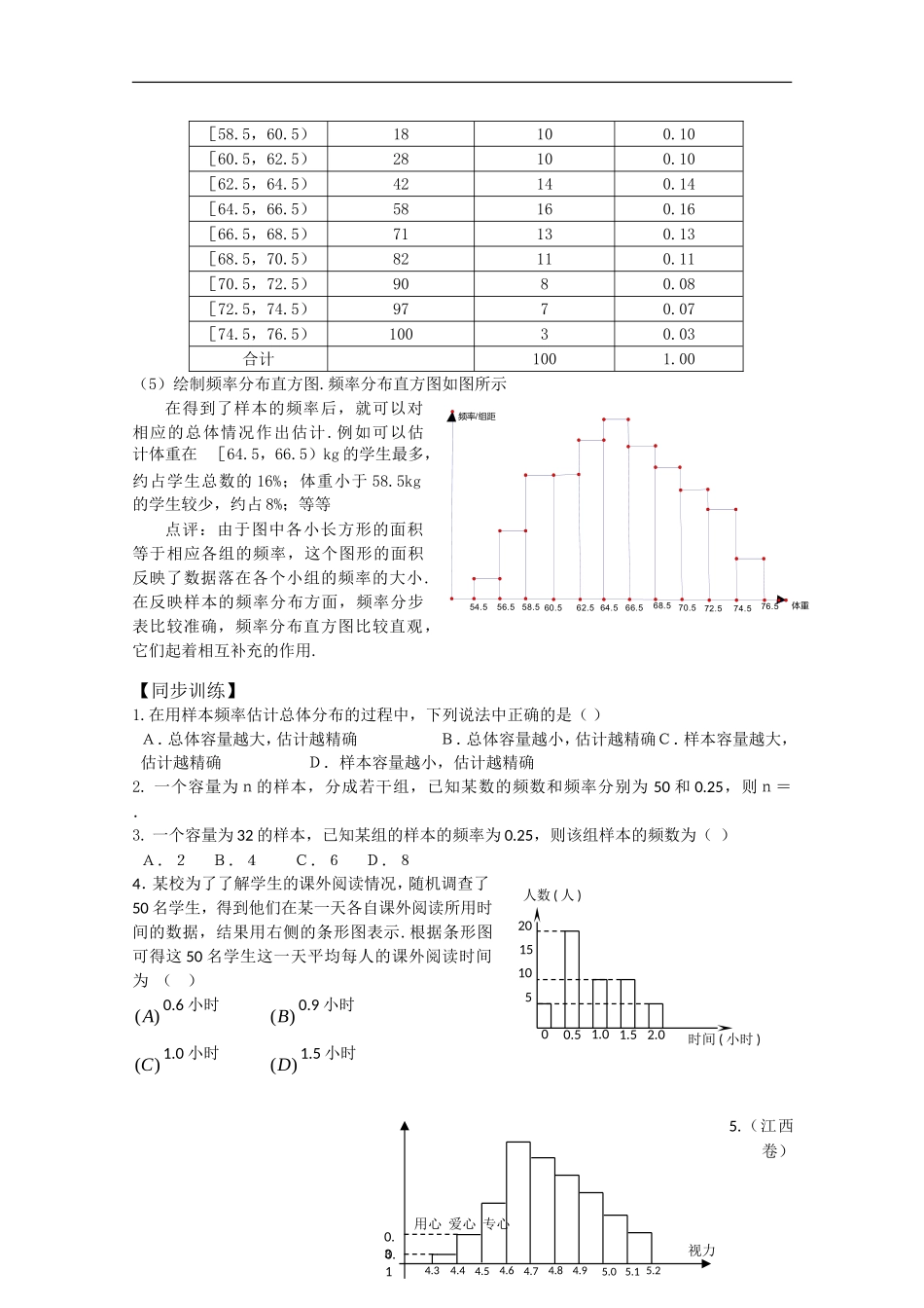 高中数学：5.1《总体分布的估计（1）》学案（北师大版必修3）_第3页