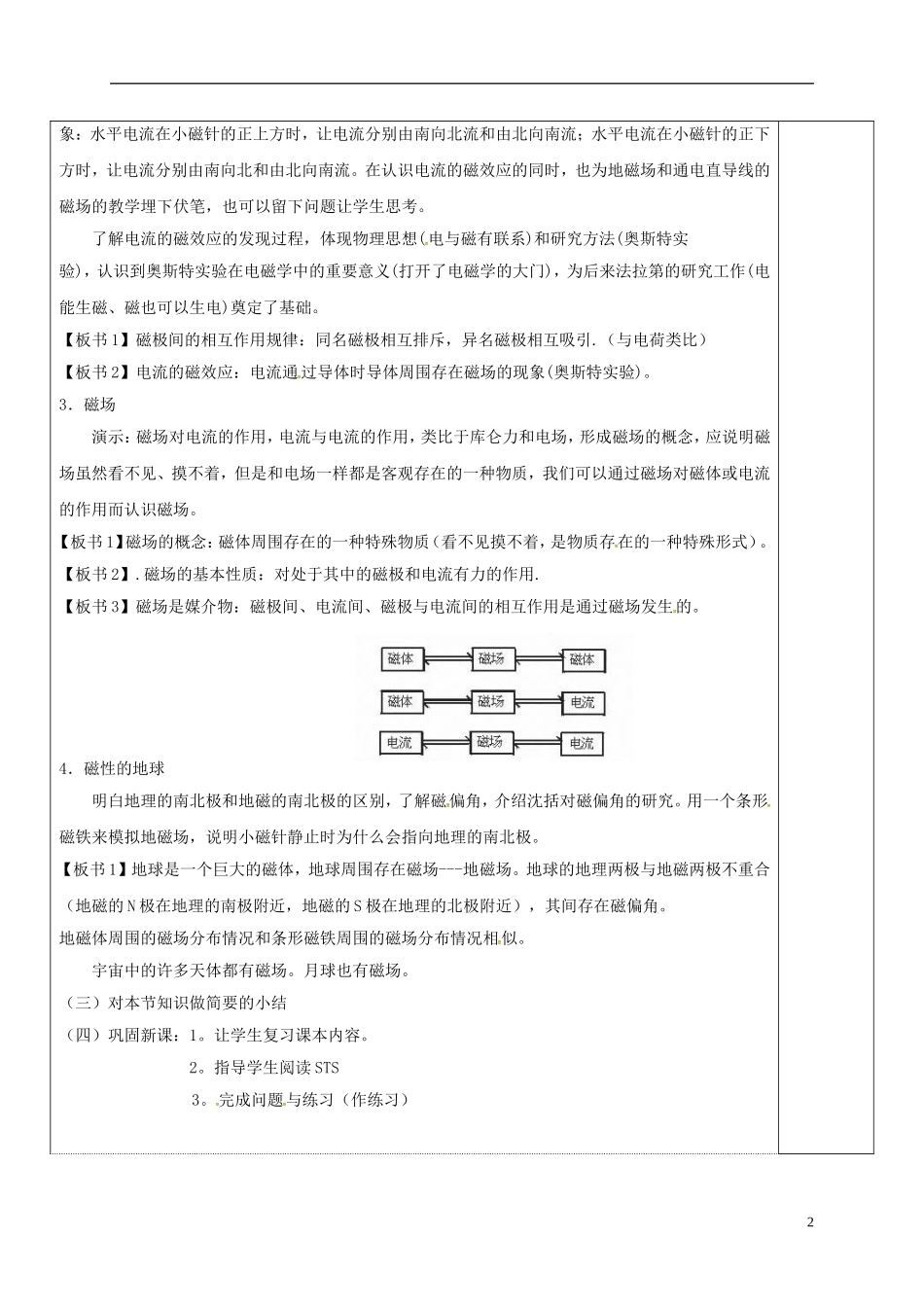 高中物理 3.1 磁现象和磁场教学案 新人教版选修3-1-新人教版高二选修3-1物理教学案_第2页