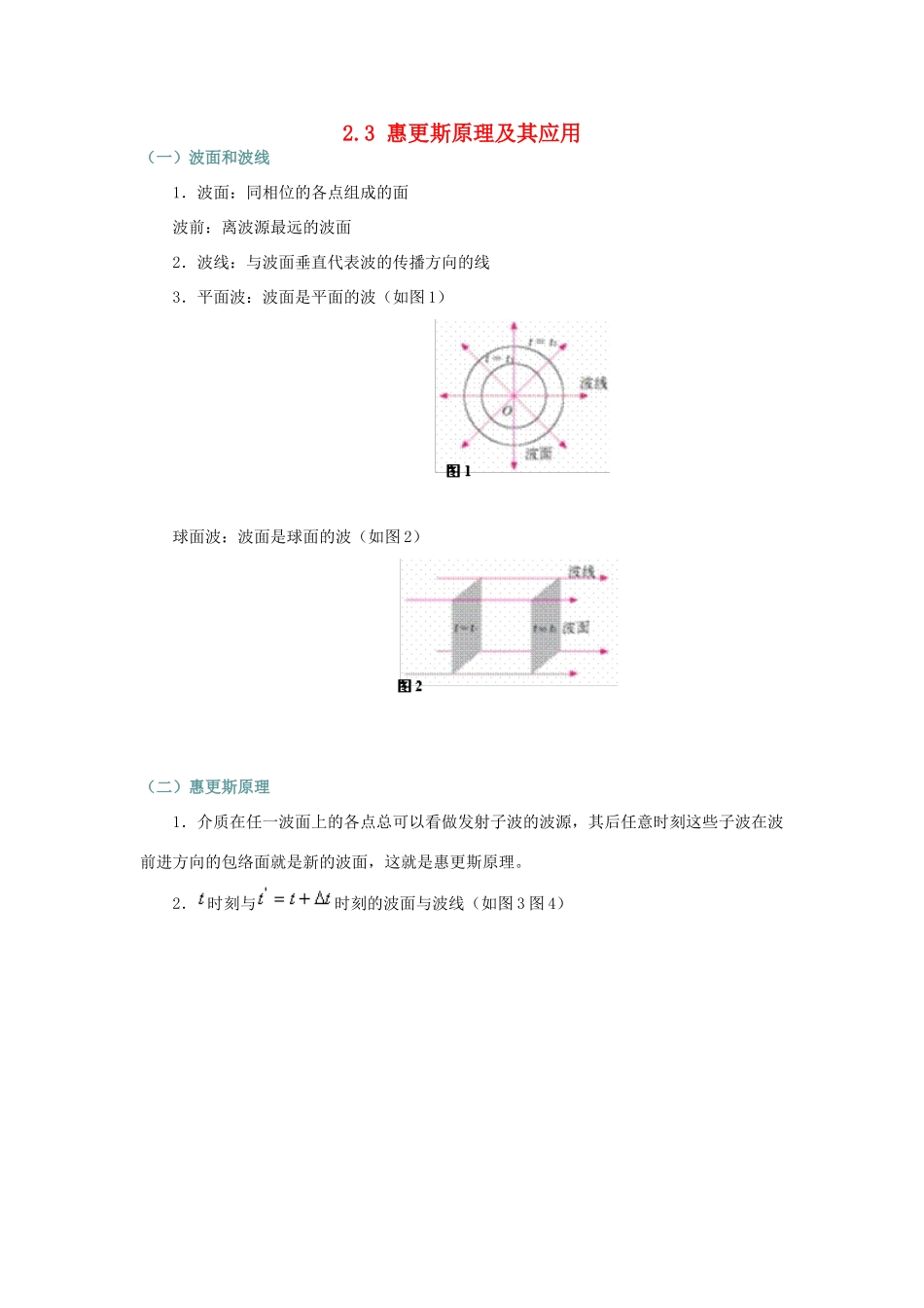 高中物理 2.3惠更斯原理及其应用同步素材 粤教版选修3-4_第1页