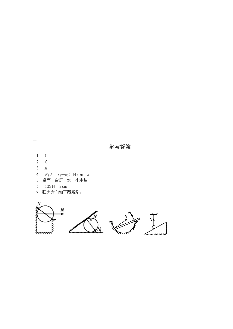 高中物理 3.2 弹力同步练习4 新人教版必修1_第3页