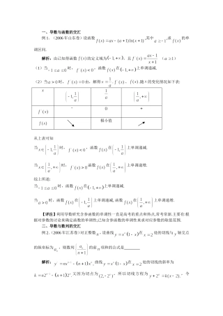 高中数学：第三章《导数与各知识点的交汇集》素材（新人教B版选修1-1）