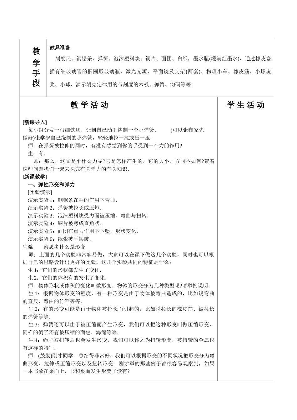 高中物理 3.2弹力教案 新人教版必修1_第2页