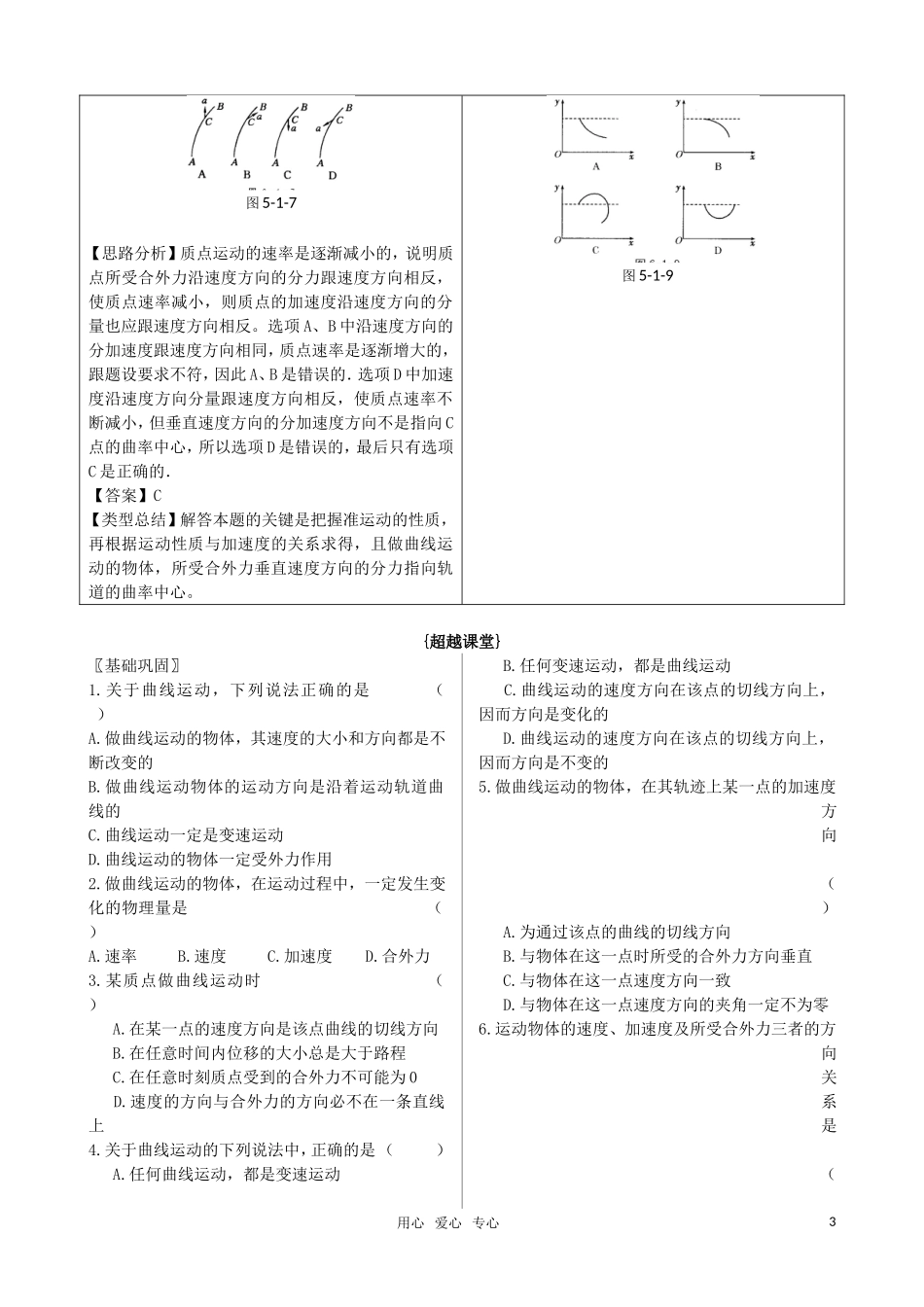 高中物理 5.1 《曲线运动》随堂学案 新人教版必修2（高一）_第3页