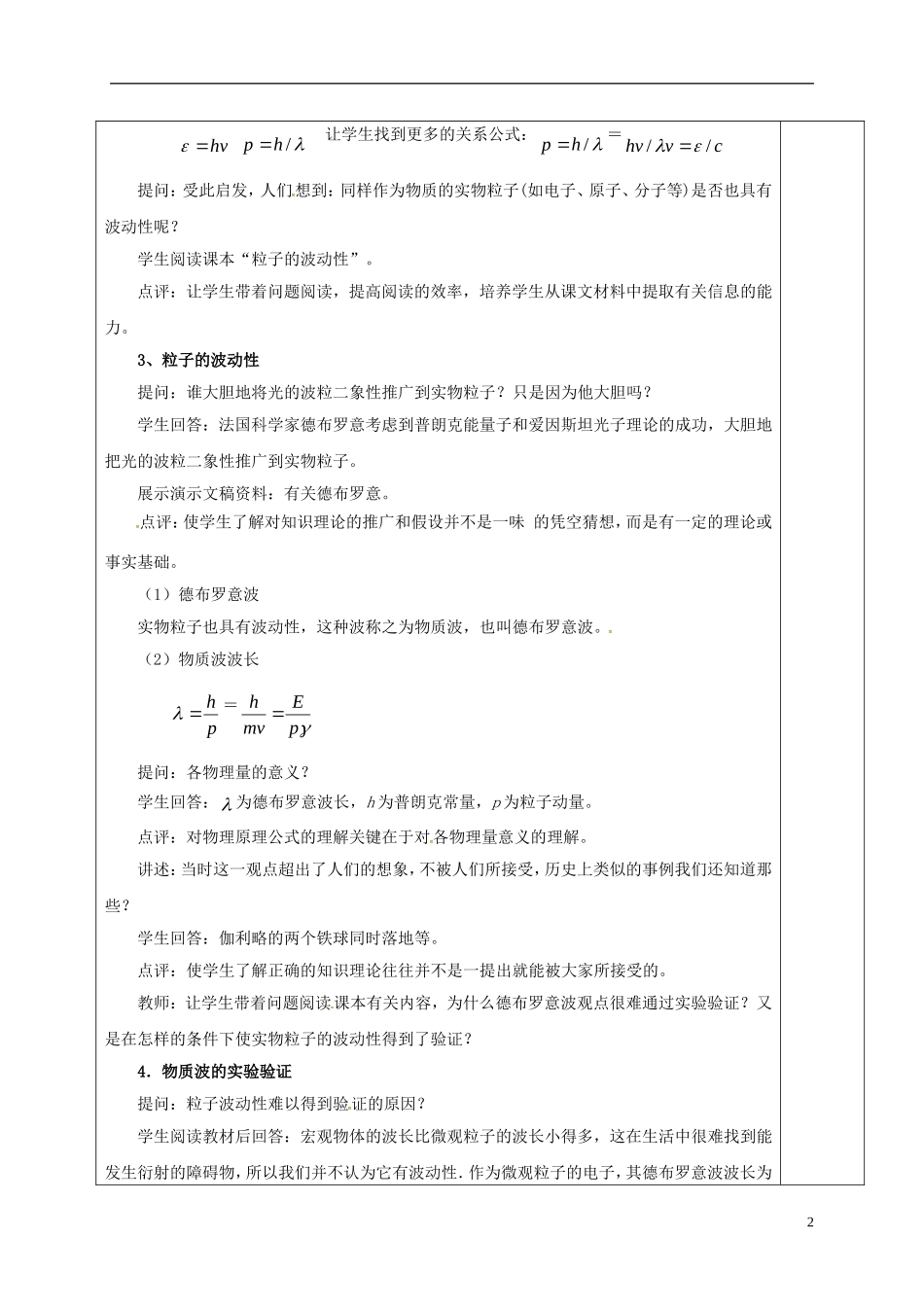 高中物理 17.3 粒子的波动性（第1课时）教学案 新人教版选修3-5-新人教版高二选修3-5物理教学案_第2页