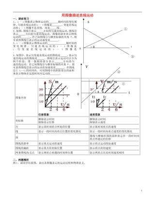 高中物理 1.6 用图像描述直线运动学案 粤教版必修1-粤教版高一必修1物理学案