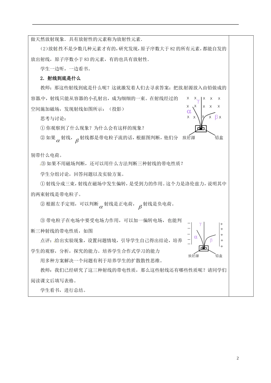 高中物理 19.1 原子核的组成（第1课时）教学案 新人教版选修3-5-新人教版高二选修3-5物理教学案_第2页