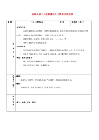 高中物理 5.5圆周运动教案 新人教版必修2