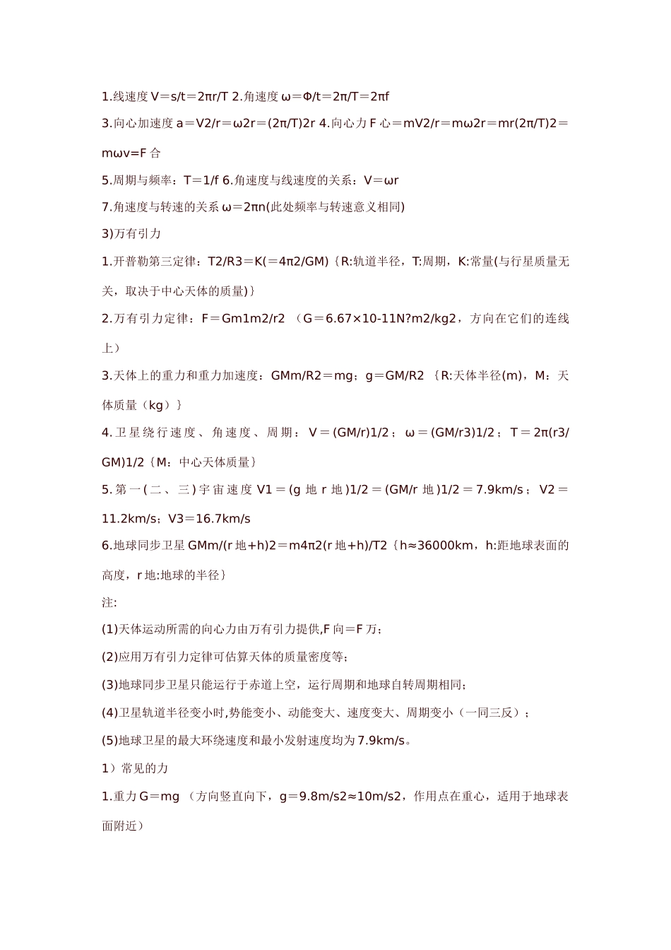 高中物理 ]超级全面的物理公式素材 上教版_第2页