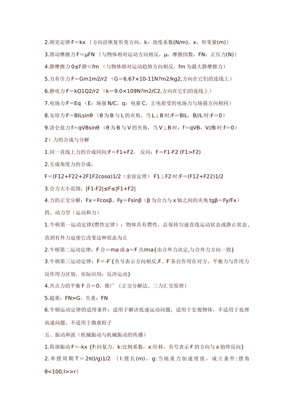 高中物理 ]超级全面的物理公式素材 上教版_第3页