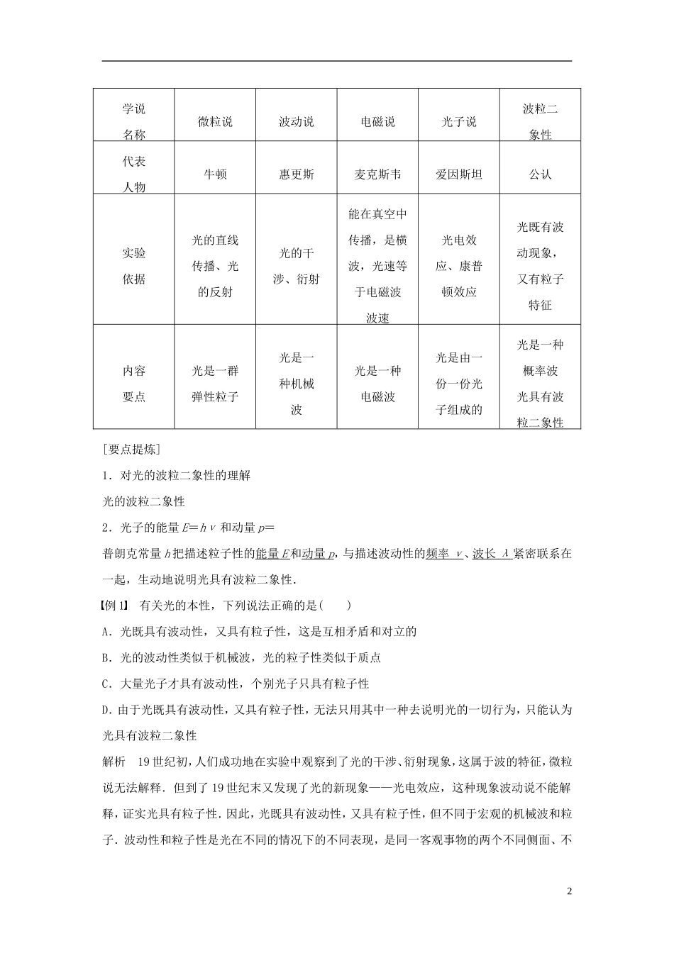 高中物理 第2章 波和粒子 2.3 光是波还是粒子导学案 沪科版选修3-5-沪科版高二选修3-5物理学案_第2页