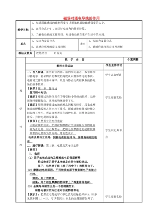 高中物理 第2章 磁场 2.3 磁场对通电导线的作用（2）教案 新人教版选修1-1-新人教版高二选修1-1物理教案