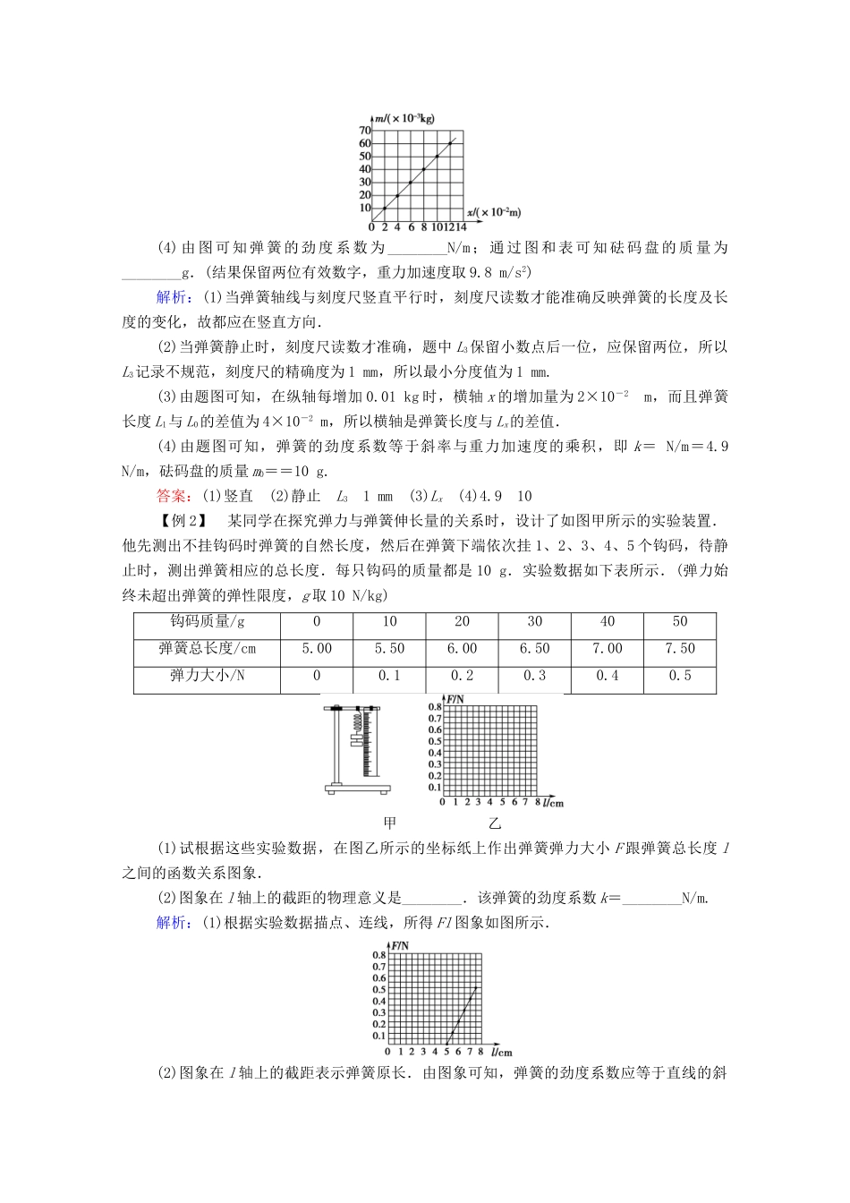 高中物理 第3章 相互作用 实验：探究弹簧伸长量与弹力的关系学案 鲁科版必修1-鲁科版高中必修1物理学案_第3页