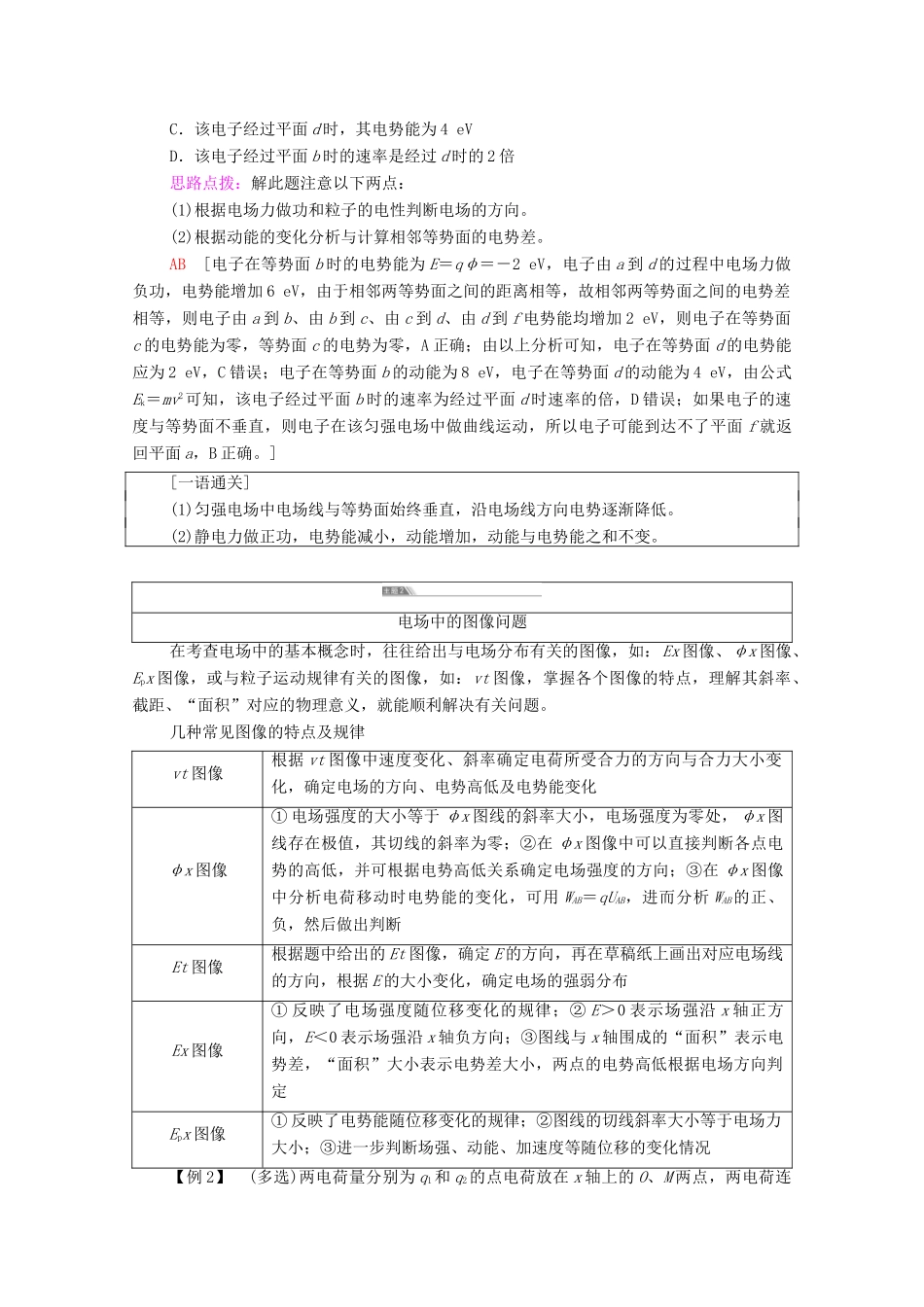 高中物理 第2章 电势能与电势差 章末综合提升学案 鲁科版第三册-鲁科版高中第三册物理学案_第2页