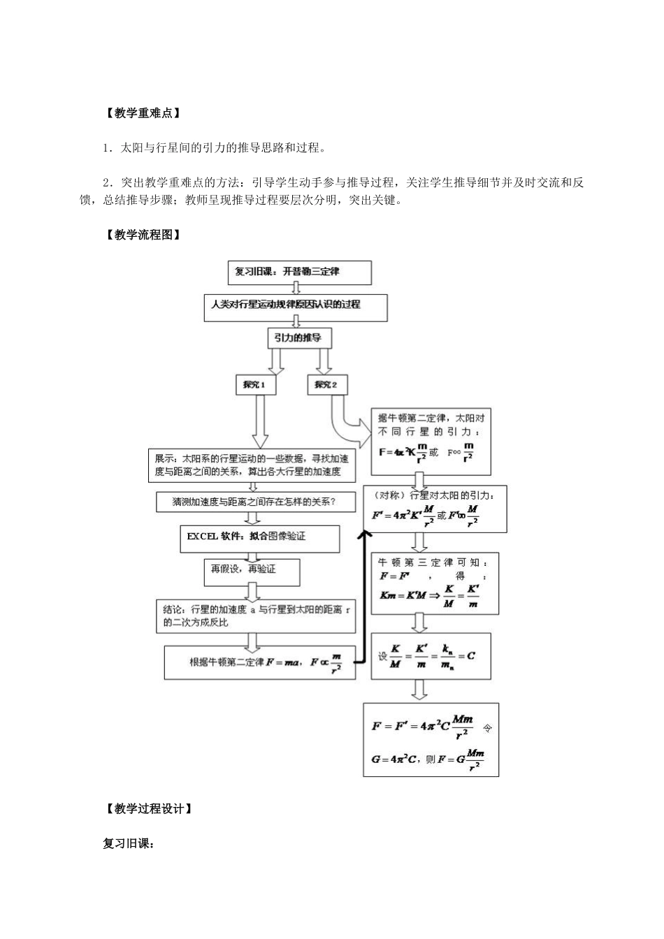 高中物理 6.2太阳与行星间的引力教学设计 新人教版必修2-新人教版高中必修2物理教案_第2页