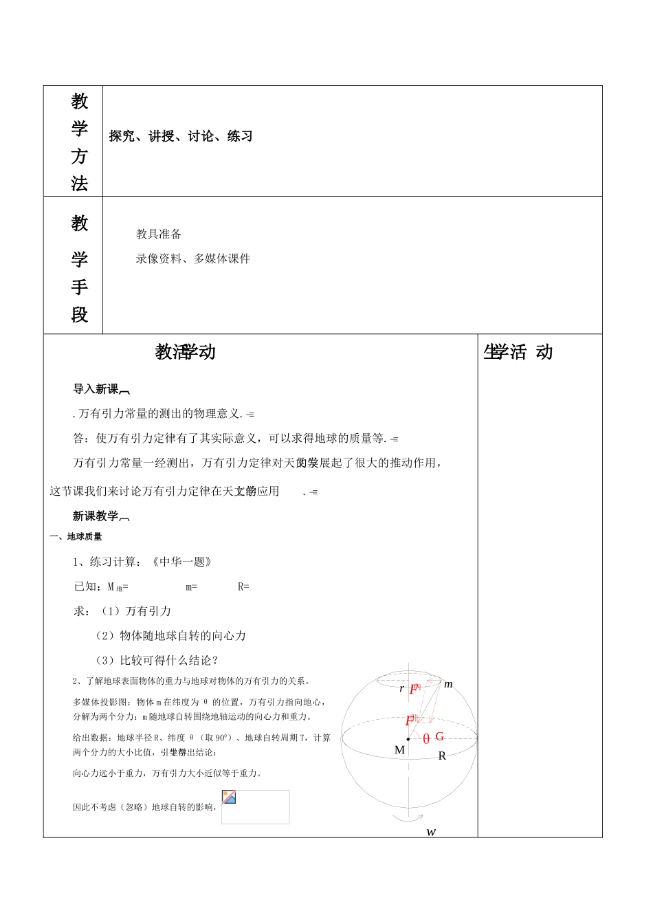 高中物理 6.4万有引力的成就教案 新人教版必修2_第2页