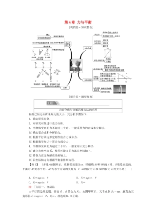 高中物理 第4章 力与平衡 章末综合提升学案 鲁科版必修第一册-鲁科版高中第一册物理学案