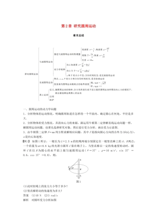 高中物理 第2章 研究圆周运动章末总结学案 沪科版必修2-沪科版高一必修2物理学案