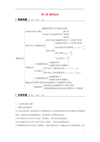 高中物理 第3章 抛体运动整合提升学案 鲁科版必修2-鲁科版高一必修2物理学案