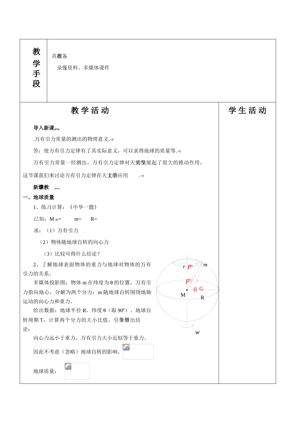 高中物理 7.4万有引力的成就教案 新人教版必修2_第2页