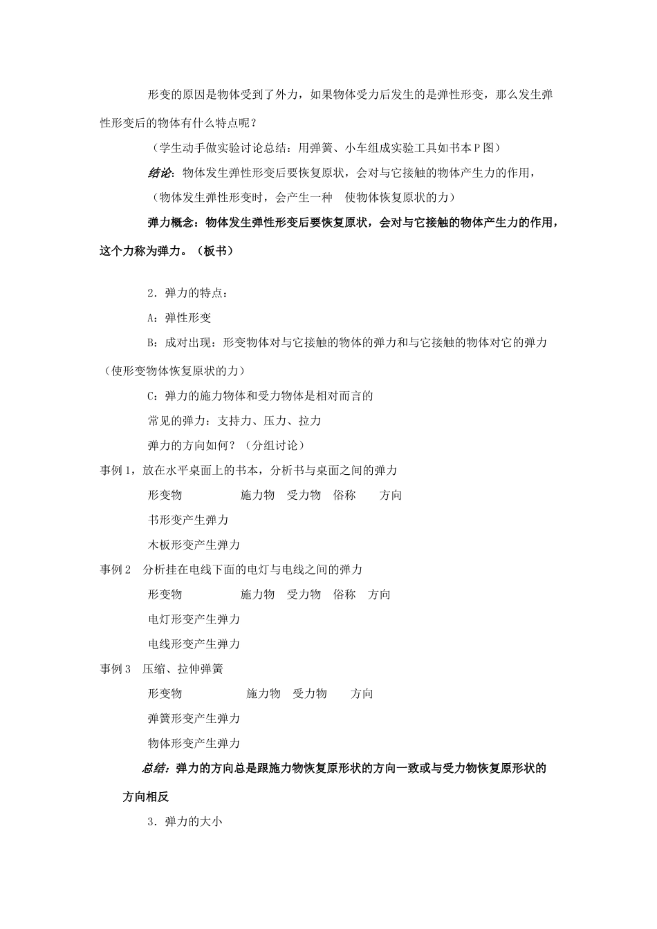 高中物理 弹力 说课稿2 新人教版必修1_第3页