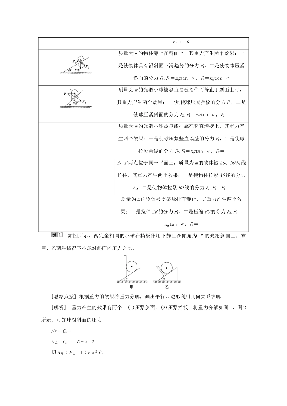 高中物理 第4章 怎样求合力与分力 2 怎样分解力学案 沪科版必修1-沪科版高中必修1物理学案_第2页