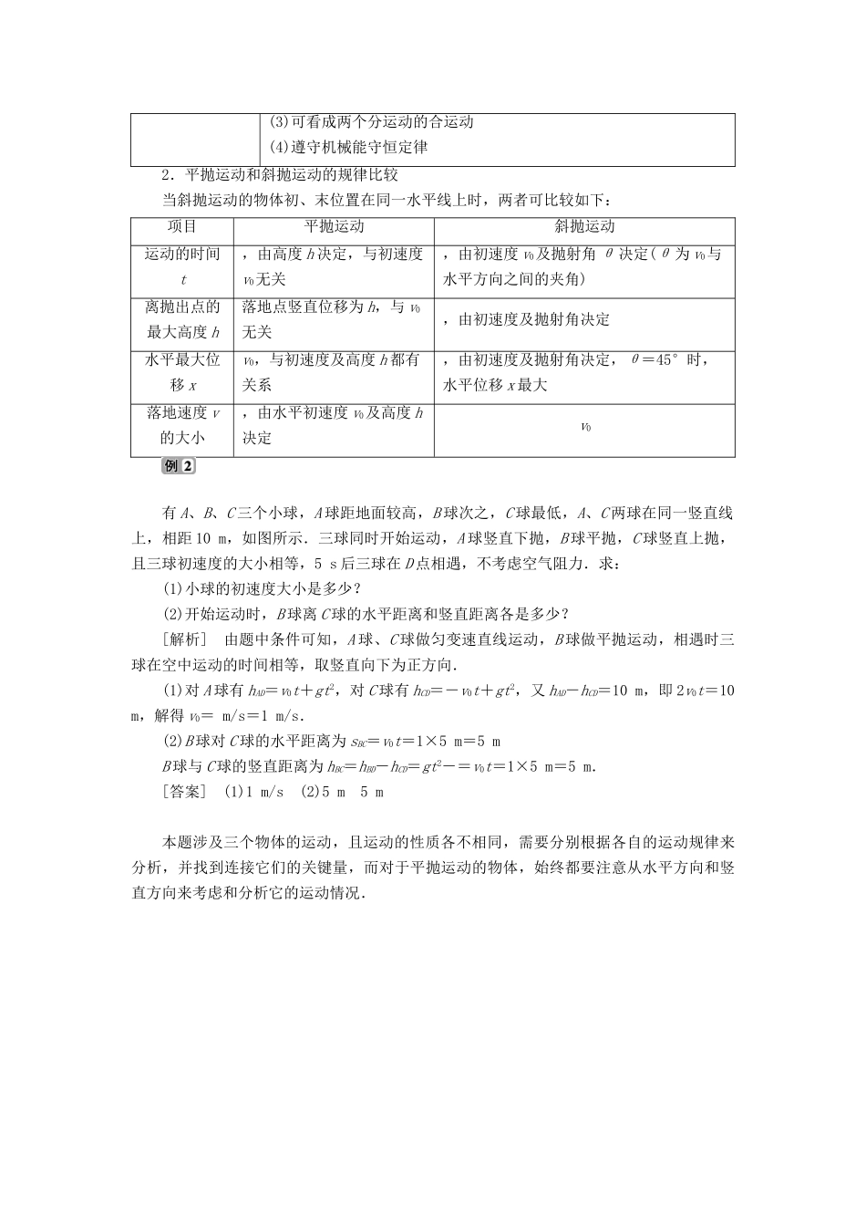 高中物理 第1章 怎样研究抛体运动 本章优化总结学案 沪科版必修2-沪科版高一必修2物理学案_第3页